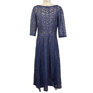 Tadashi Shoji Blue Sparkle Long Formal Gown Size 12